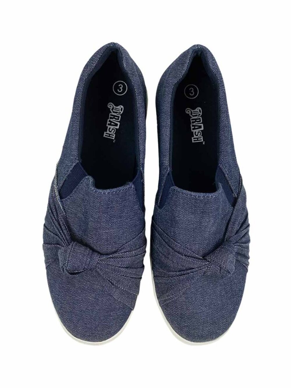 Brash Girls’ Blue Denim Knot Slip-On Sneakers Size 3